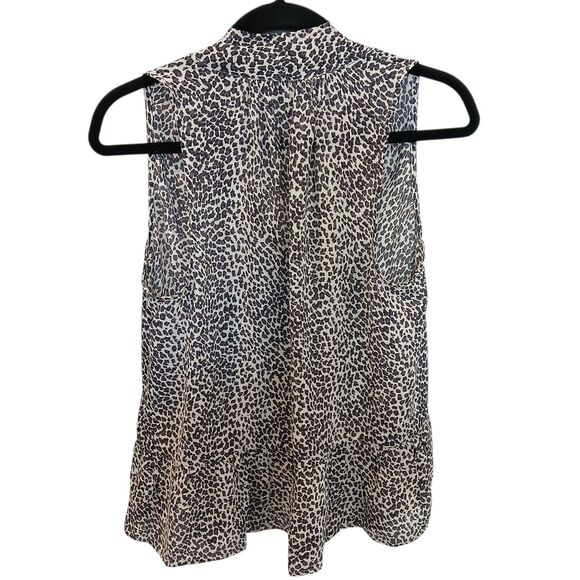 Joie Estero 100% Silk Tank Caviar Animal Print Tie Neck Size Small Top - Picture 7 of 12